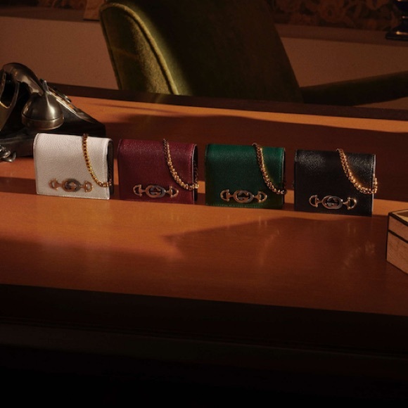 Dark Green grainy leather Zumi wallet with chain - Picture 4 of 13